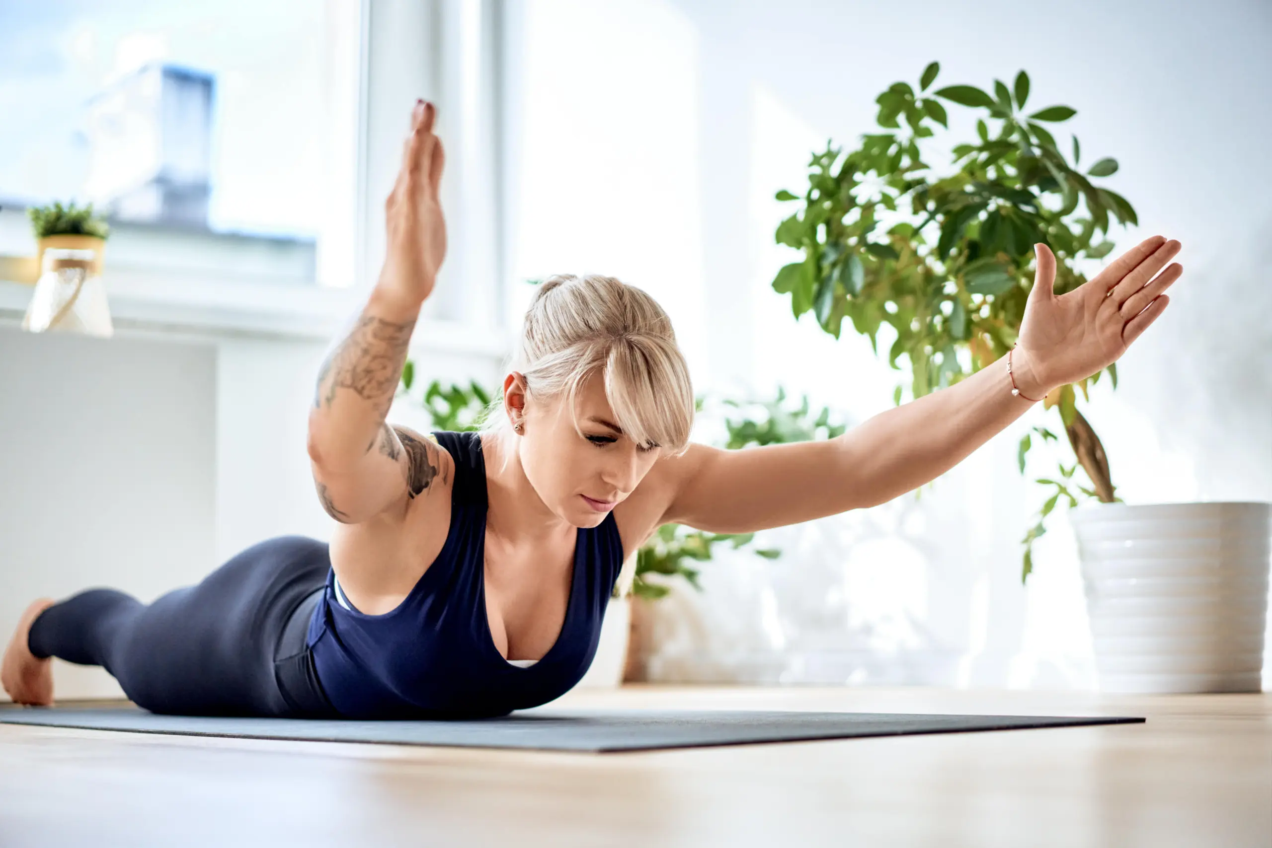 Person doing gentle body weight exercises at home simple fitness routines body weight